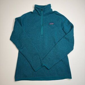 Patagonia Better Sweater Womens Size Large Teal Blue 1/4 Zip Fleece Jacket 25617